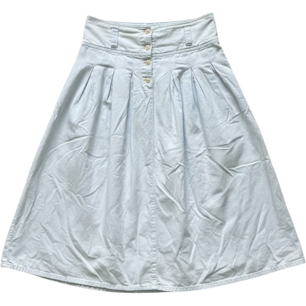 Outback Red Vintage High Waisted Pleated Cotton Midi Skirt Light Blue Size 12